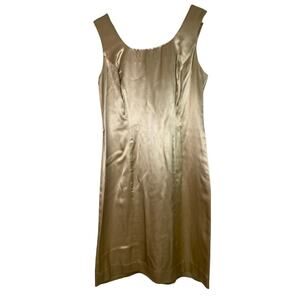 Vintage Hampton Nites Women's Size 8 Gold Satin Sleeveless Cocktail Dress